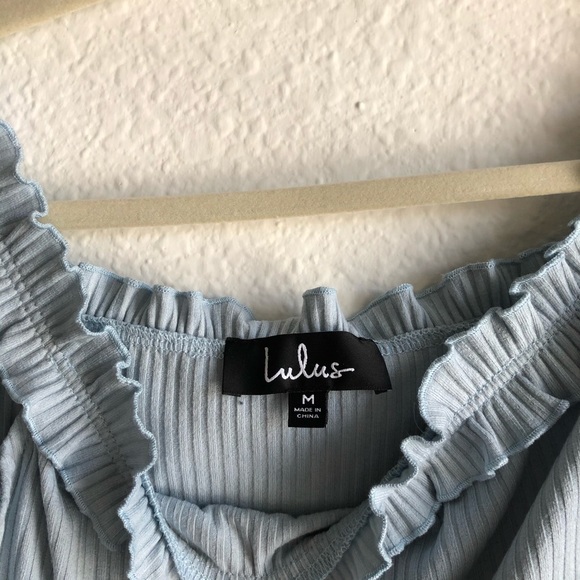 Light blue off shoulder lulus dress medium - Picture 4 of 6